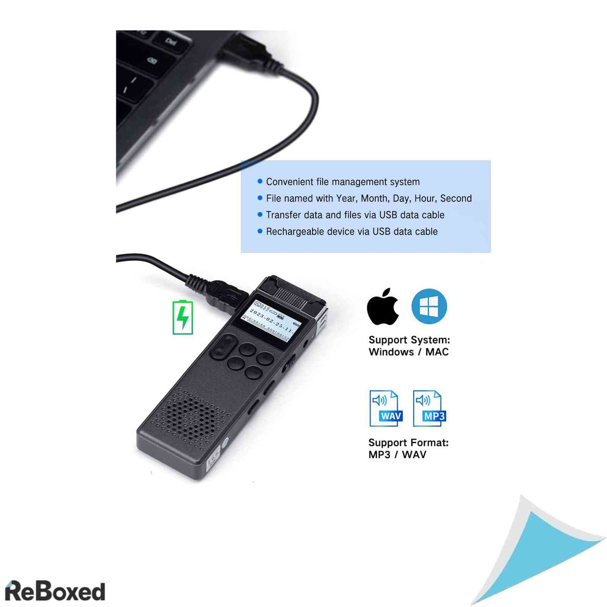 Dictafon Digital LIMENAMICS, 32GB, 3072 kbps, Player MP3