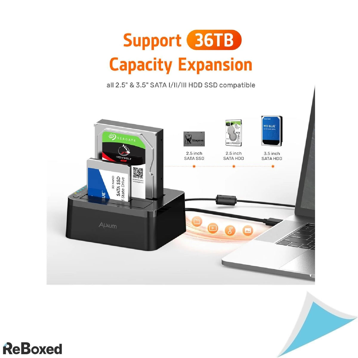 Docking Station HDD SSD SATA USB-C 3.0 Cloning Ciclare Offline 2x18TB