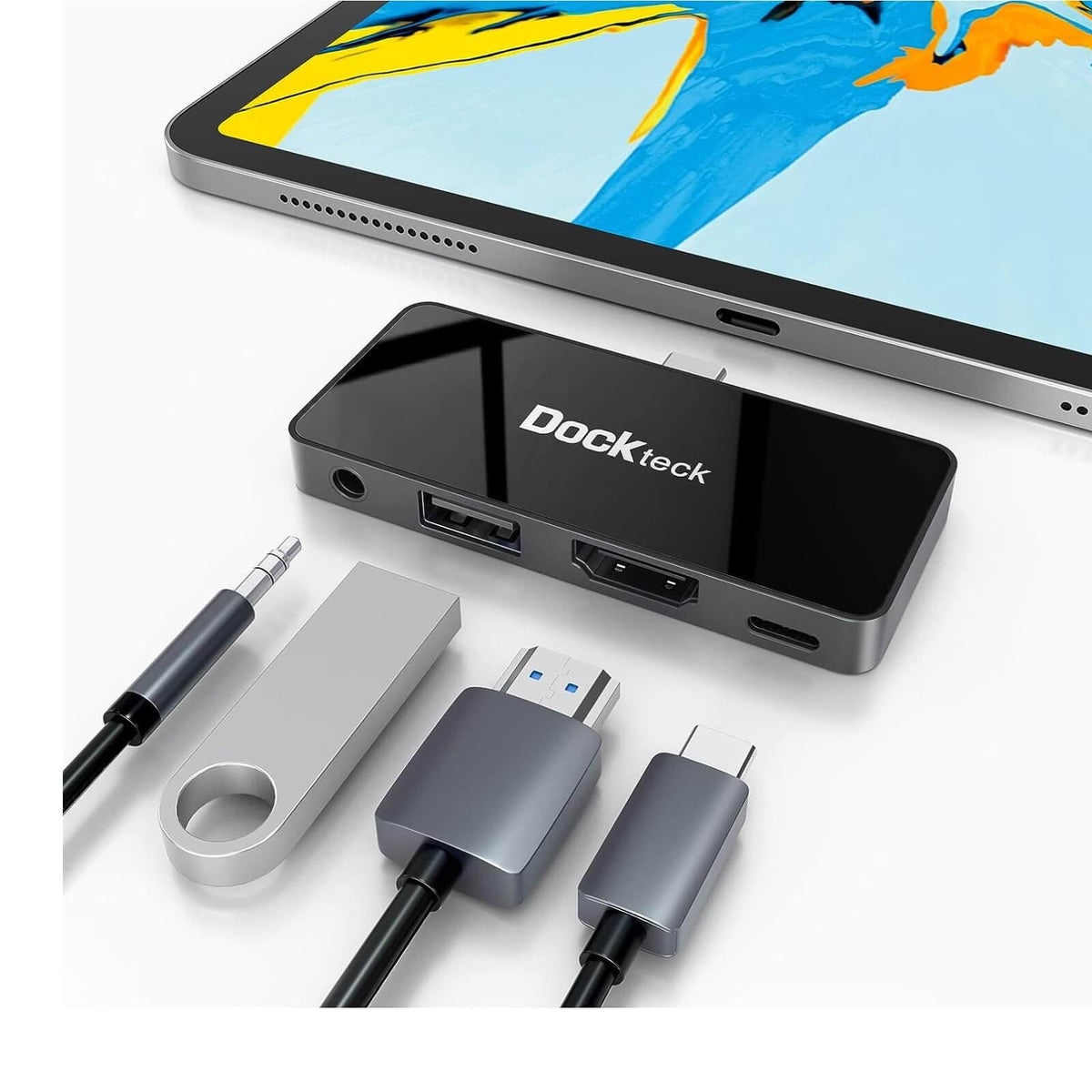 DockTech 4-in-1 HUB USB-C USB 3.0 Jack 3.5mm HDMI 4K-60Hz iPad