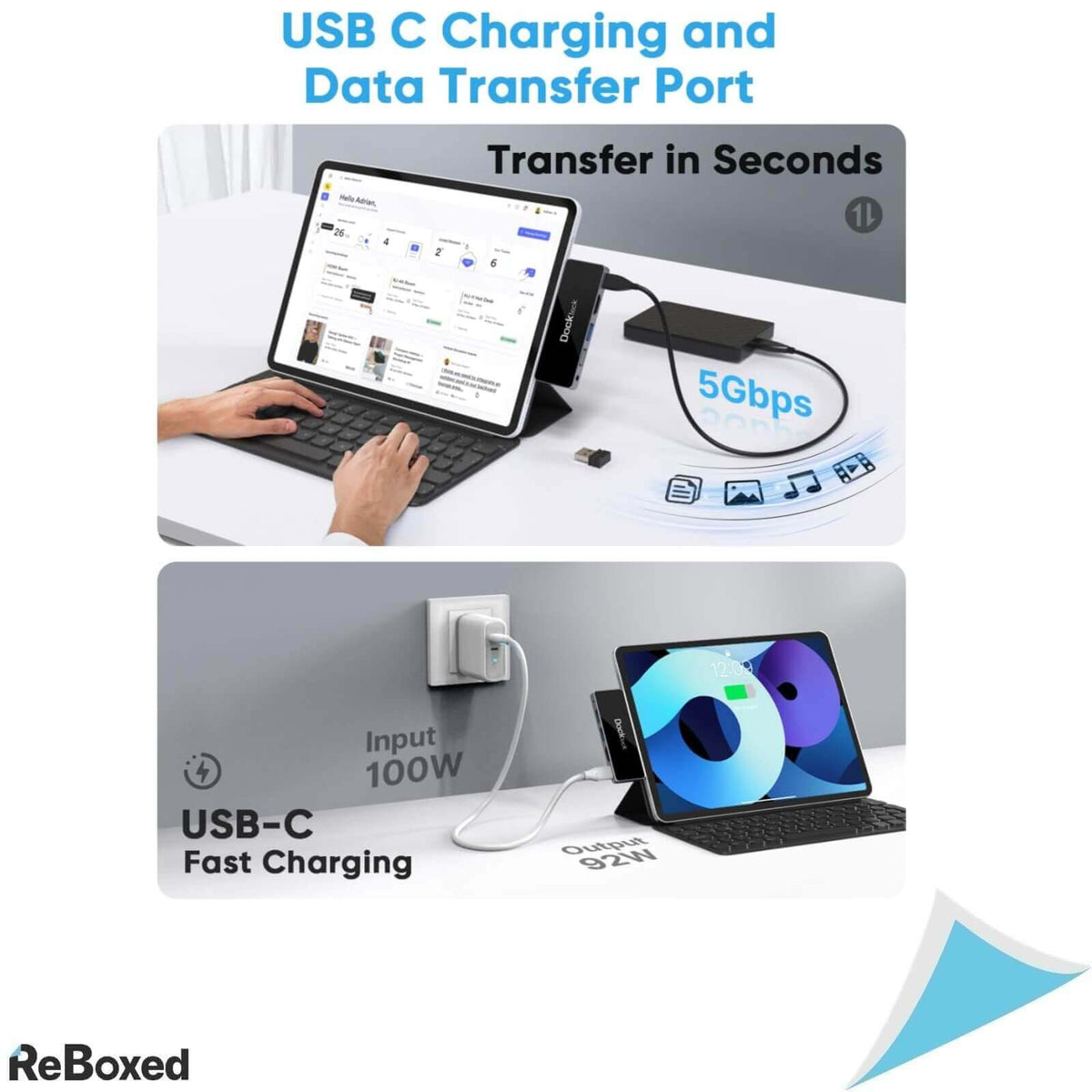 DockTech 5-in-1 HUB USB-C HDMI 4K 100W PD Apple Windows