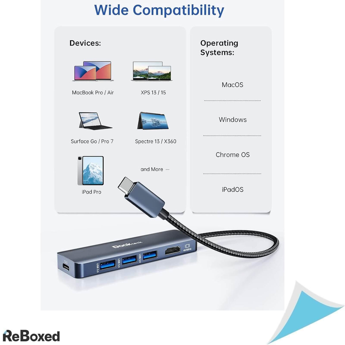 Docktech Hub 5 in 1 USB-C HDMI 4K 60Hz 100W
