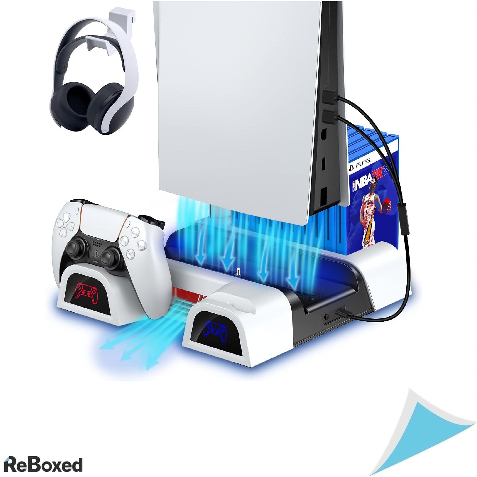 ECCHTPOOWER Suport Multifunctional cu Ventilator si Incarcator pentru PS5