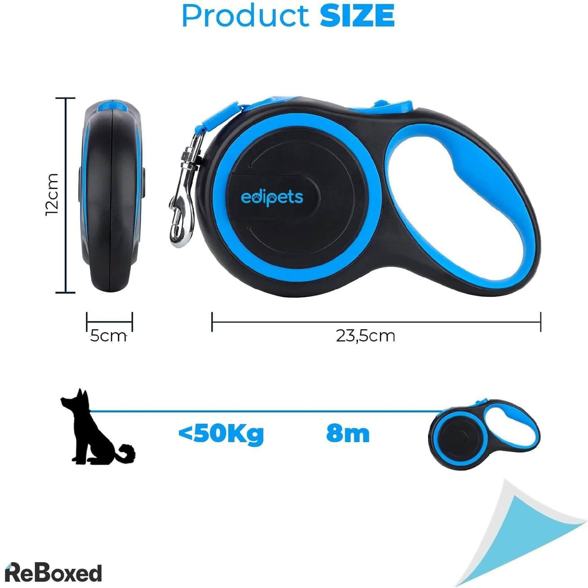 Edipets Lesa Rectractabila pentru Caini 8m Albastra