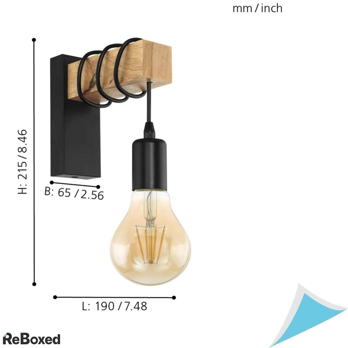 Eglo Townshend Black Aplica Vintage 10W E27