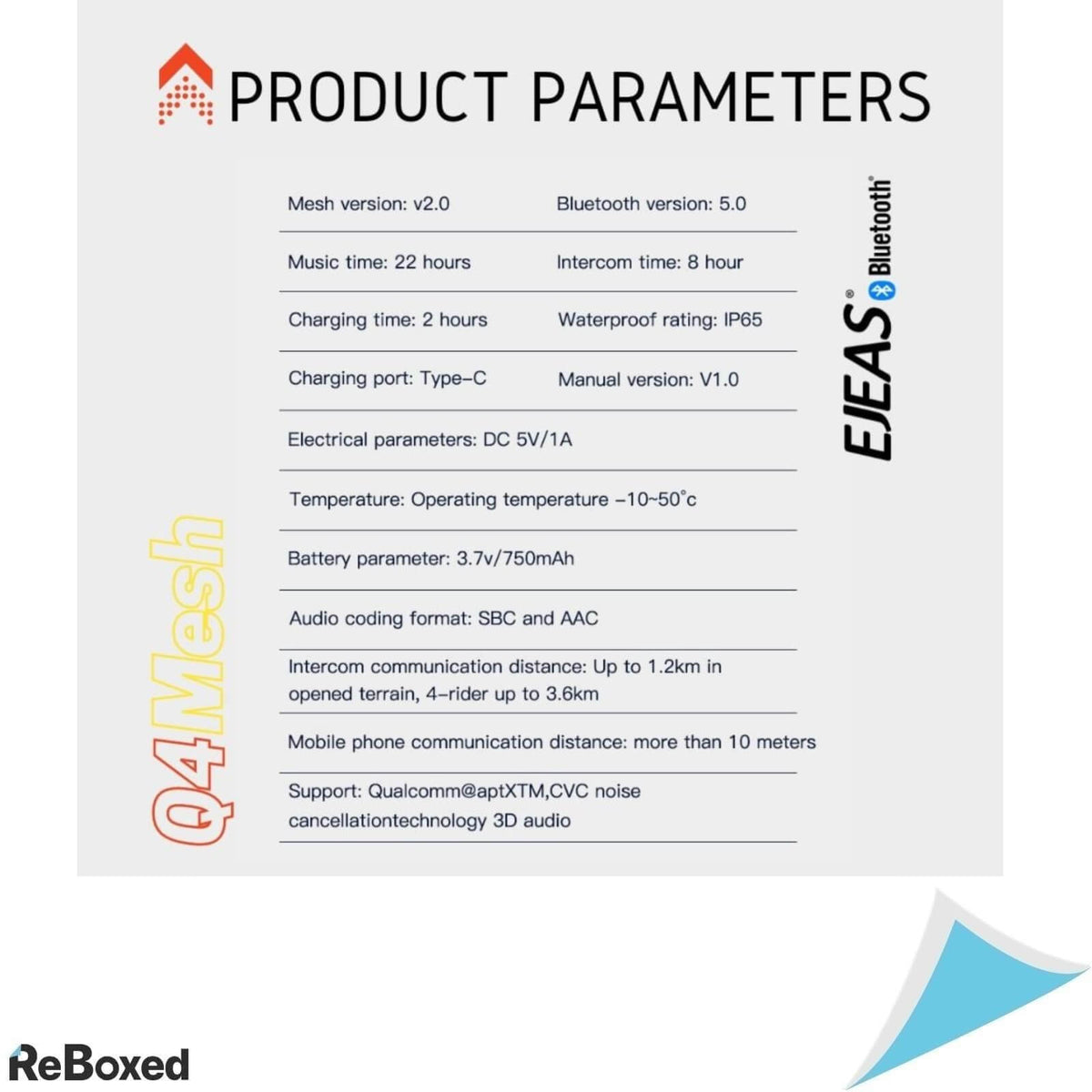 Ejeas Q4 Sistem de Comunicare Moto Bluetooth