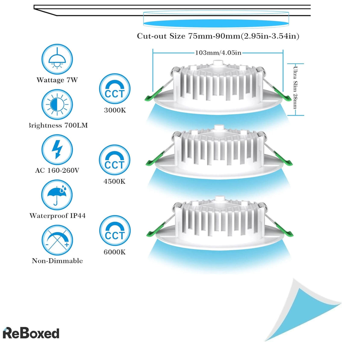 Elekin 6 Spoturi LED Incastrate 7W 700lm 3000K IP44