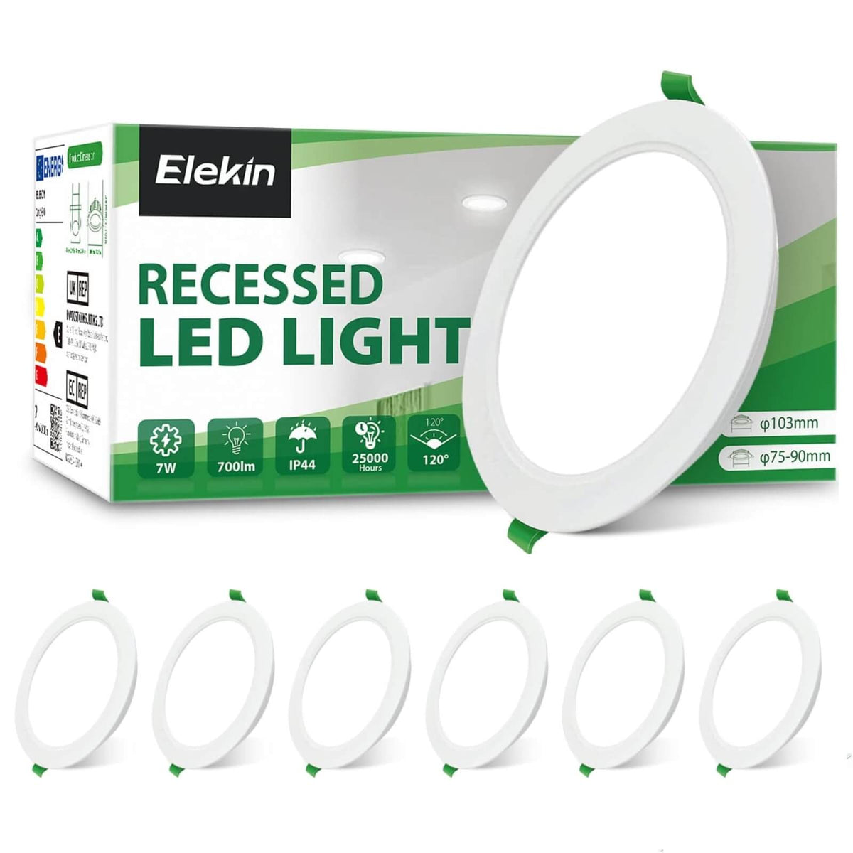 Elekin 6 Spoturi LED Incastrate 7W 700lm 3000K IP44