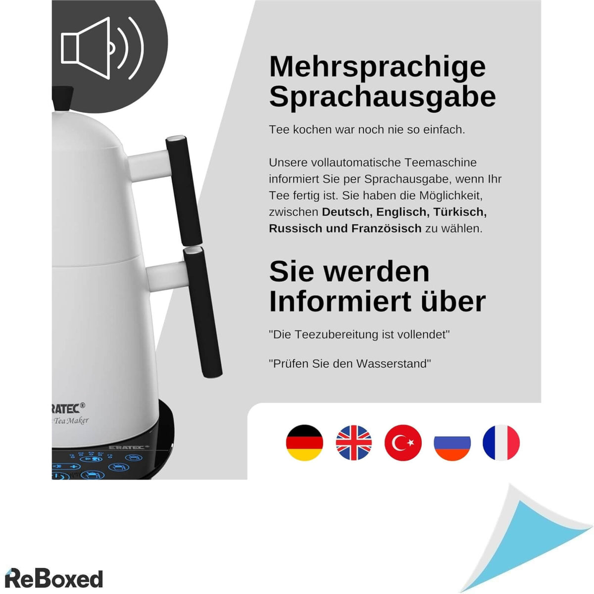 EraTek TM-53 1.9 Litri 2000W Ceainic Automat cu Infuzor si Voce Alb