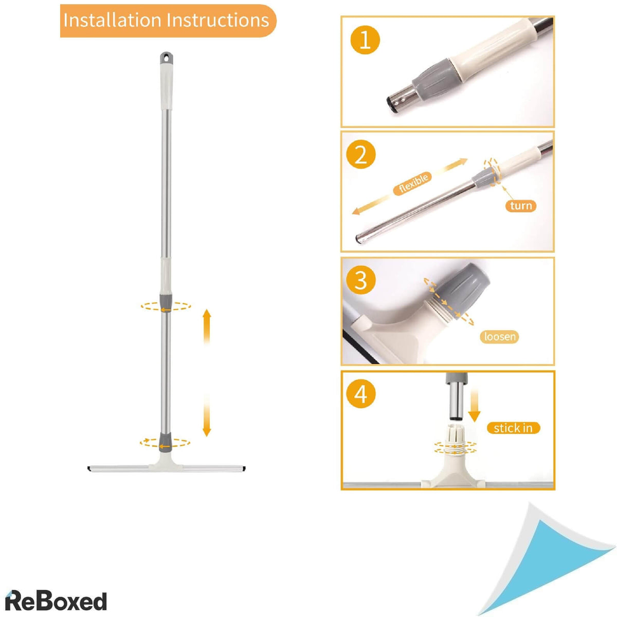 Erjiaen Racleta de Apa cu Buza din Silicon 45 cm Telescopica 135 cm