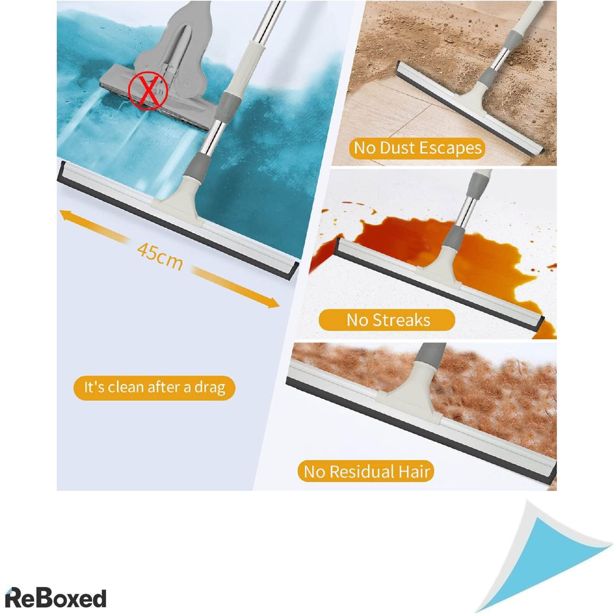 Erjiaen Racleta de Apa cu Buza din Silicon 45 cm Telescopica 135 cm