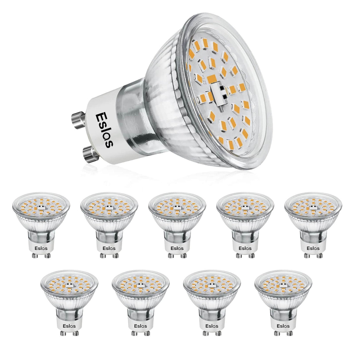 Eslas Set 10 x Spot 5W LED GU10 220V 550lm 3000K CRI 90