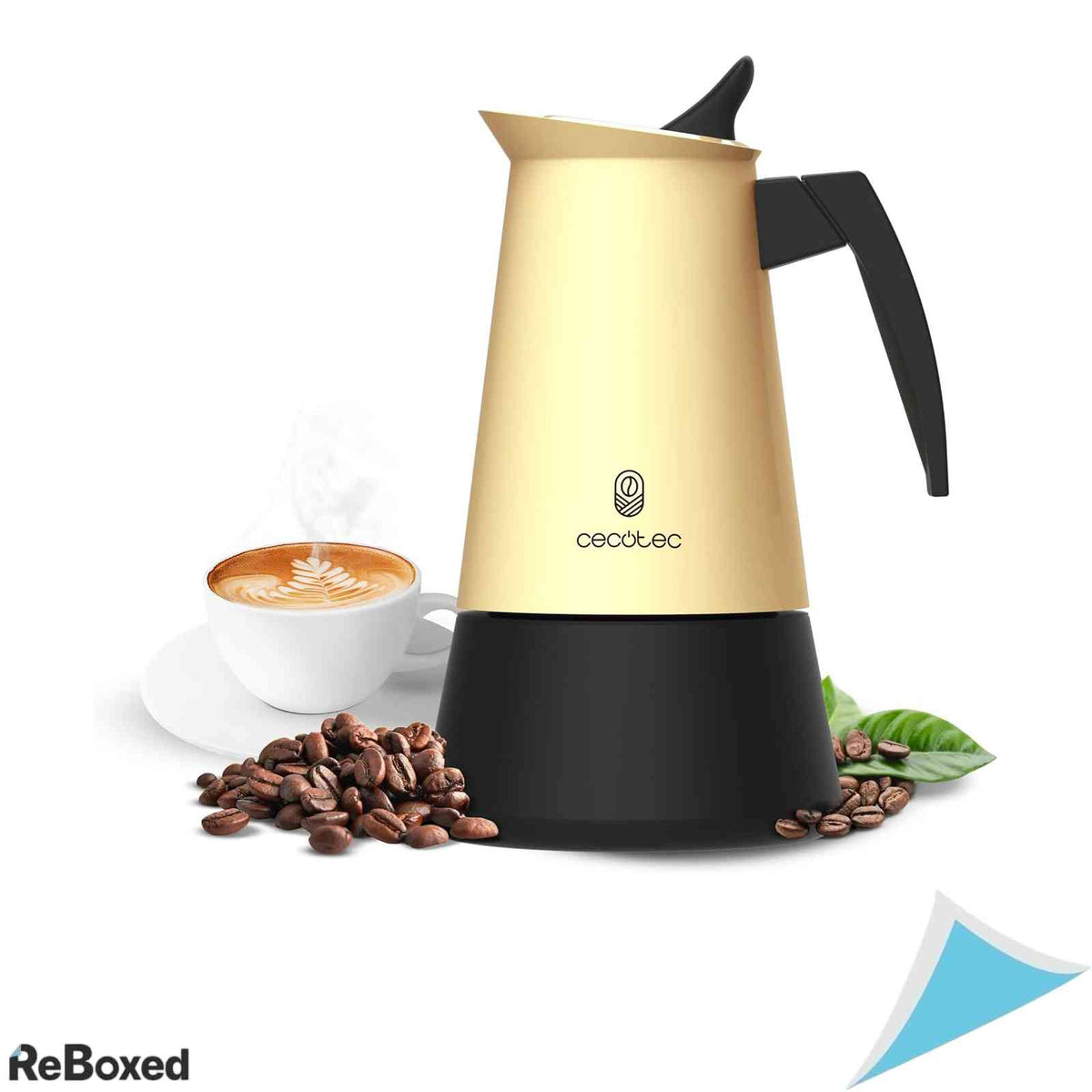 Espressor Moka Italian Cecotec Piccolina 900 Beige Capacitate 450 ml Otel Inoxidabil Compatibil Inductie supapa Siguranta Bej