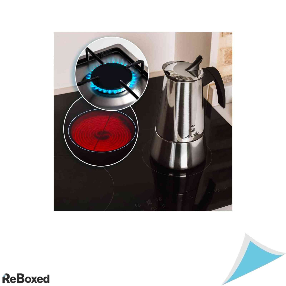 Espressor Moka Italian Cecotec Piccolina 900 Beige Capacitate 450 ml Otel Inoxidabil Compatibil Inductie supapa Siguranta Bej