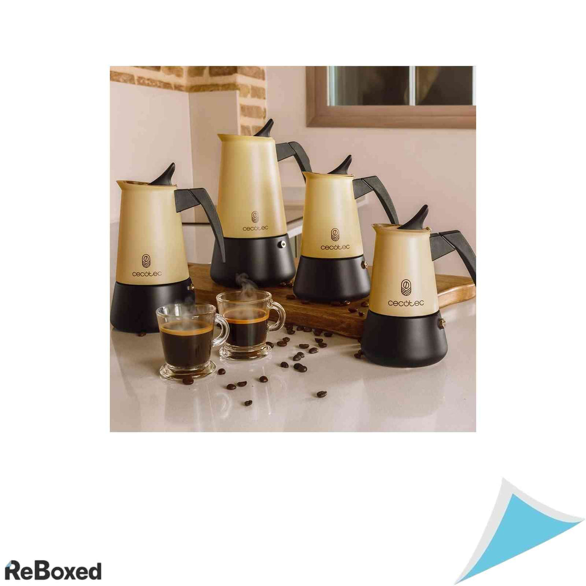 Espressor Moka Italian Cecotec Piccolina 900 Beige Capacitate 450 ml Otel Inoxidabil Compatibil Inductie supapa Siguranta Bej
