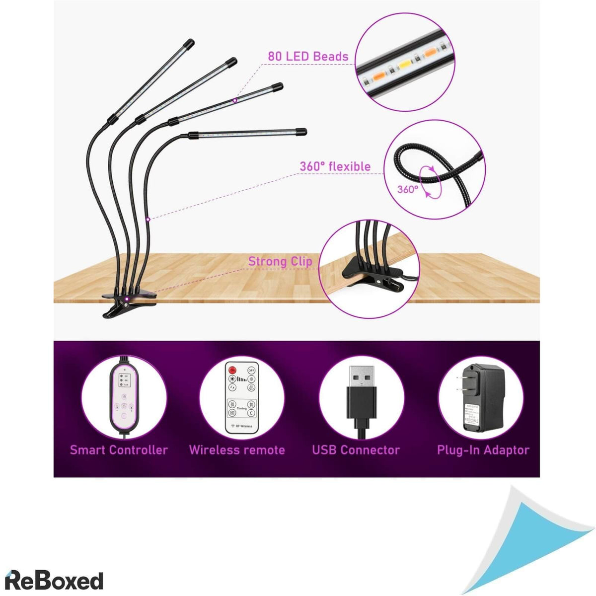 Eweima 4 Lampi LED pentru Cresterea Plantelor 3 Moduri de Iluminare