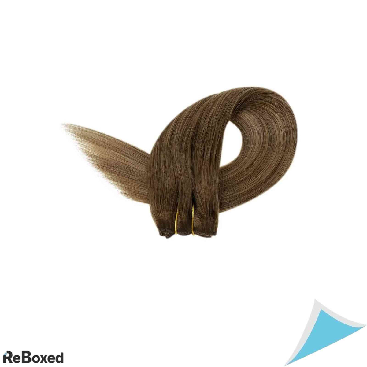 LaaVoo Extensii de Par Natural Balayage cu Fir Transparent 30cm 80g Saten Mediu Deschis si Blond Inchis