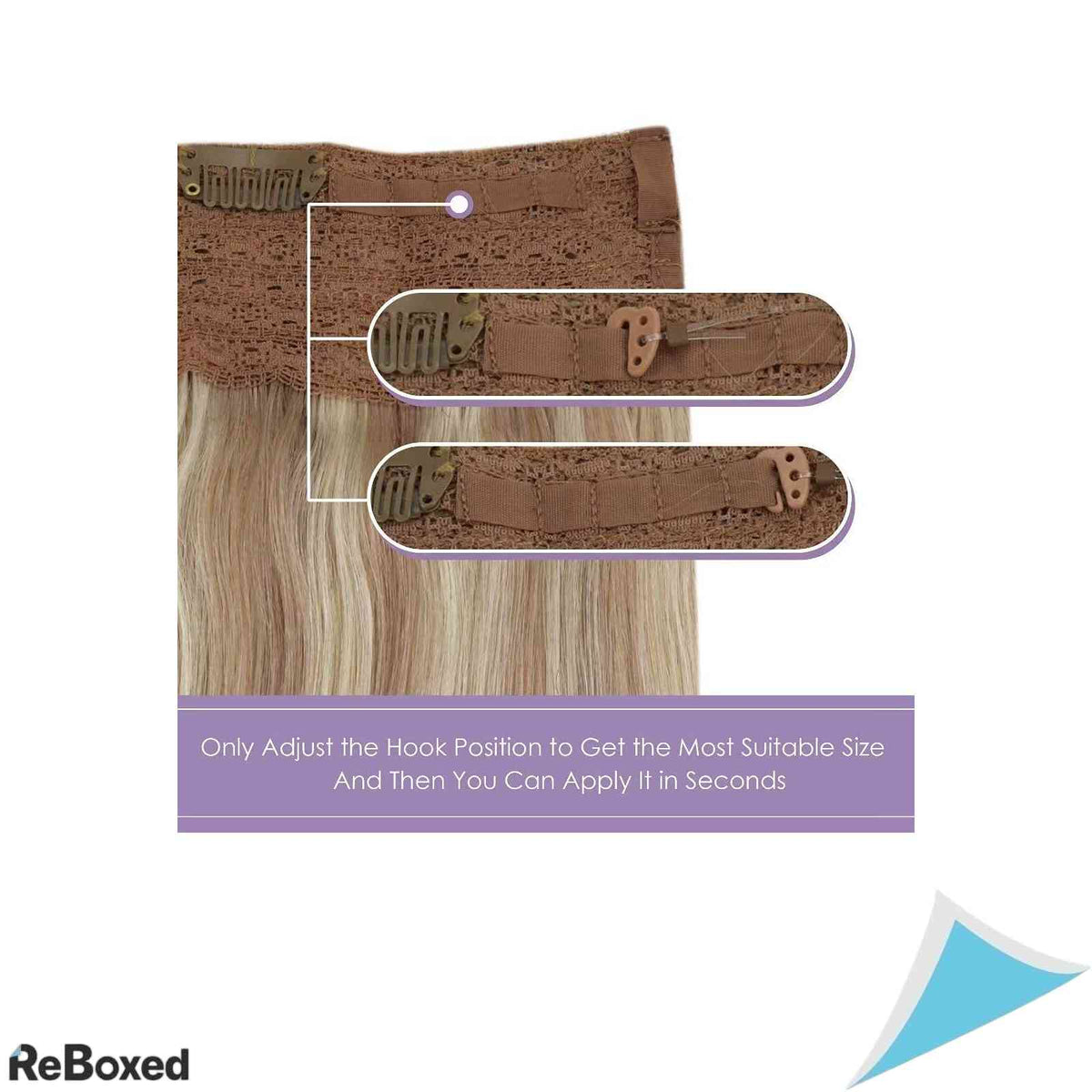 LaaVoo Extensii de Par Natural Balayage cu Fir Transparent 30cm 80g Saten Mediu Deschis si Blond Inchis