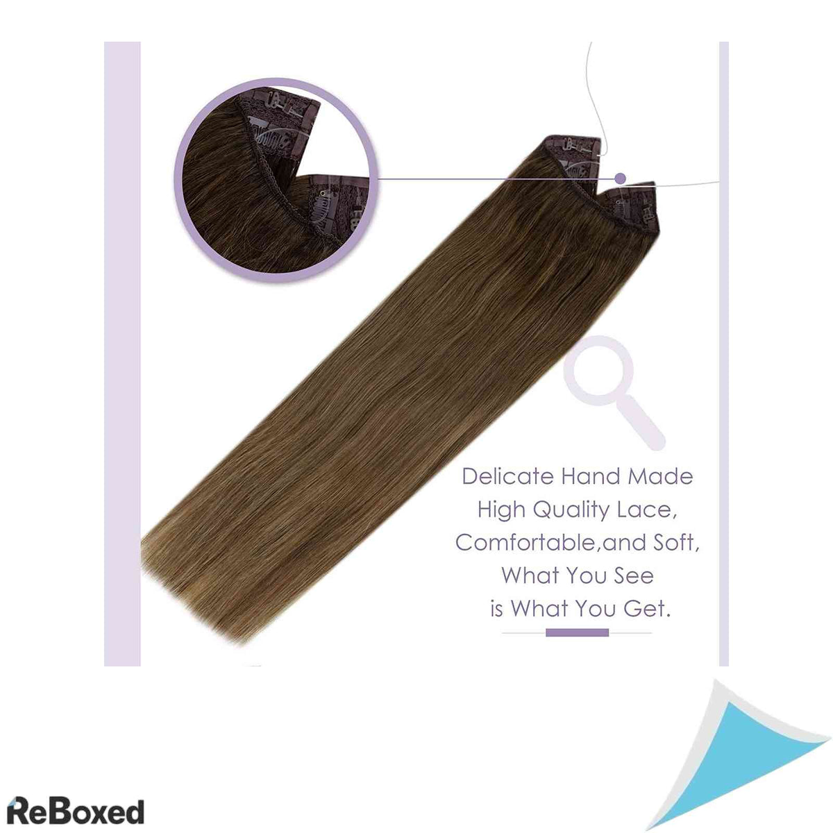 LaaVoo Extensii de Par Natural Balayage cu Fir Transparent 30cm 80g Saten Mediu Deschis si Blond Inchis