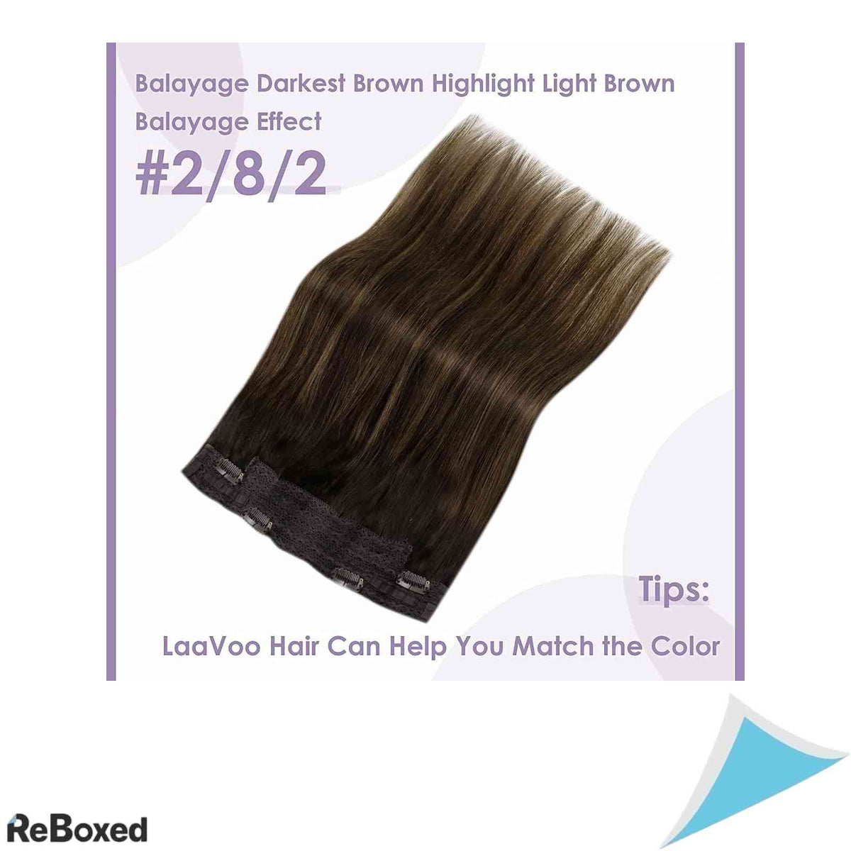 LaaVoo Extensii de Par Natural Balayage cu Fir Transparent 35cm 80g Saten Inchis si Saten Deschis