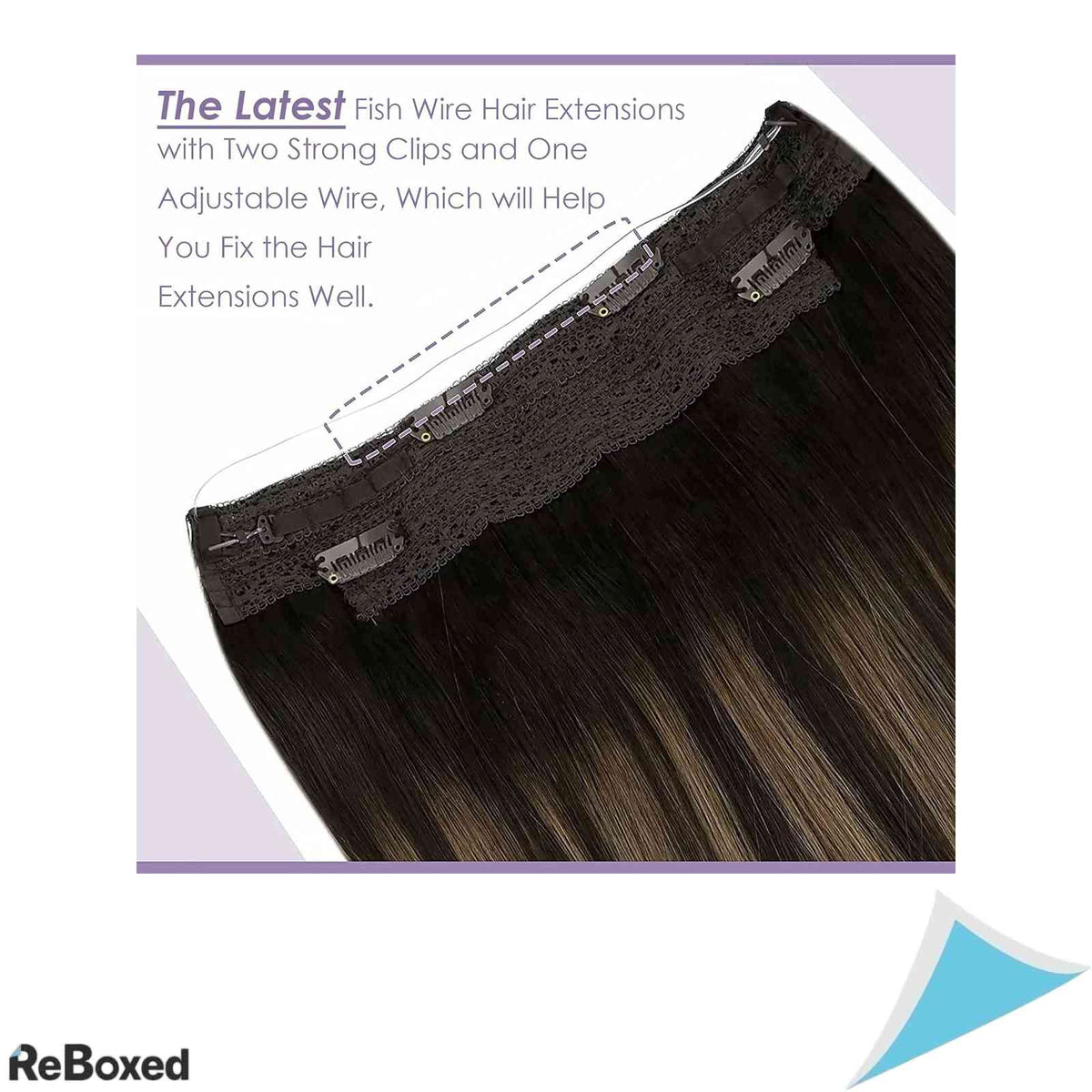 LaaVoo Extensii de Par Natural Balayage cu Fir Transparent 35cm 80g Saten Inchis si Saten Deschis