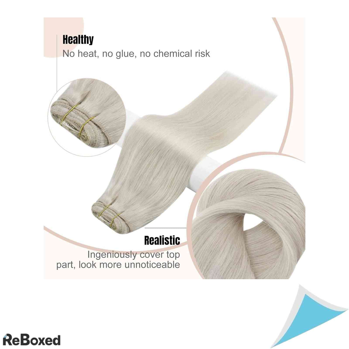 Extensii de Par Natural Clip-In Fshine 50cm 120g Blond Alb / White Blonde 7 Piese