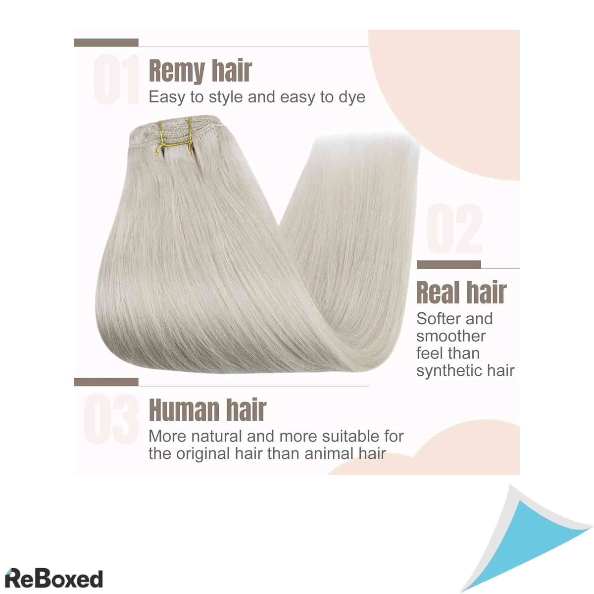 Extensii de Par Natural Clip-In Fshine 50cm 120g Blond Alb / White Blonde 7 Piese