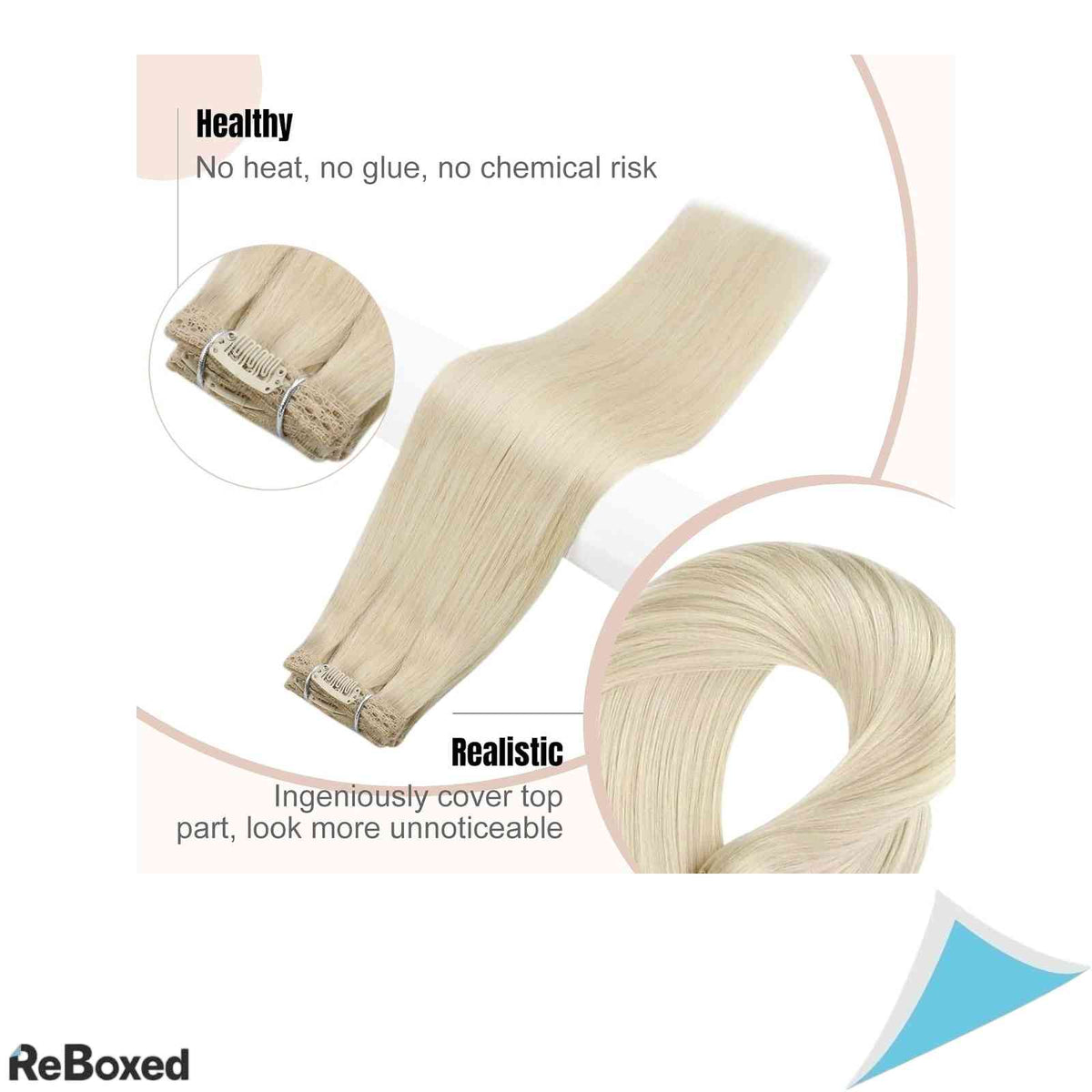 Fshine Extensii de Par Natural Clip-In 60cm 120g 7 Piese Blond Platina Drept Double Weft