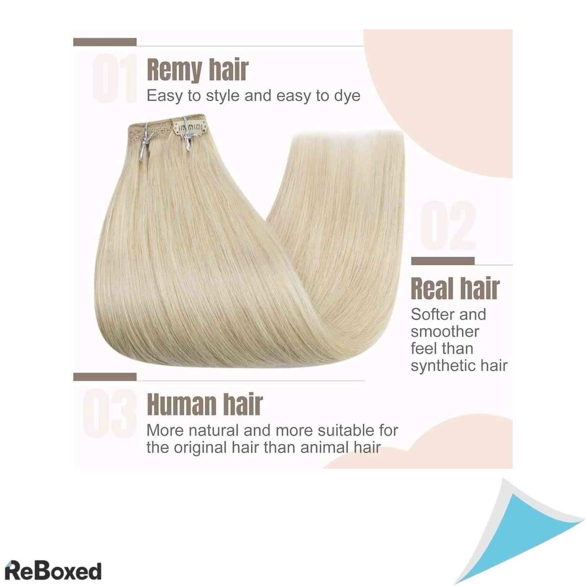 Fshine Extensii de Par Natural Clip-In 60cm 120g 7 Piese Blond Platina Drept Double Weft