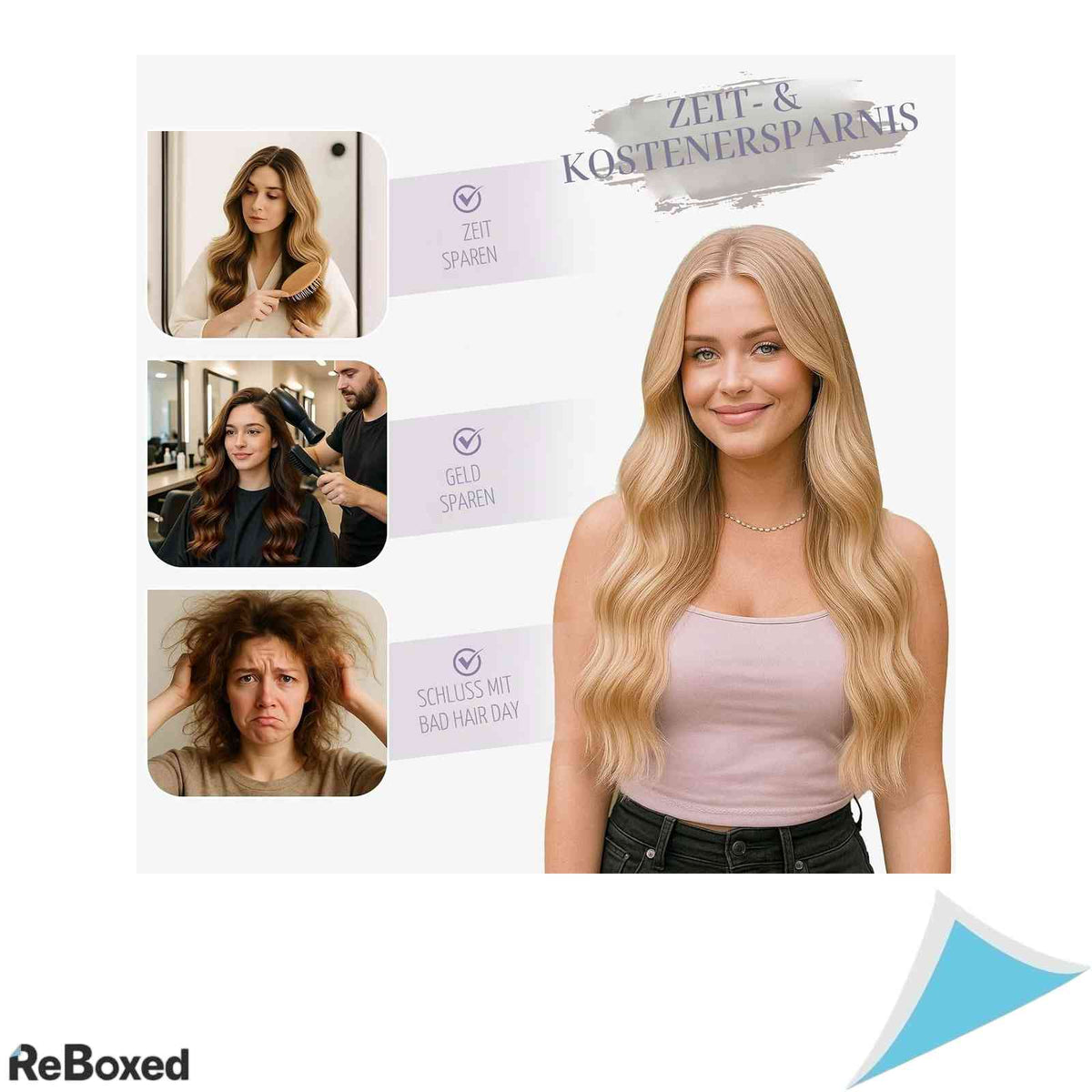 Fshine Extensii de Par Natural Clip-In Balayage Saten Mediu si Blond Platina 45cm 120g 7 Piese #2/3/27