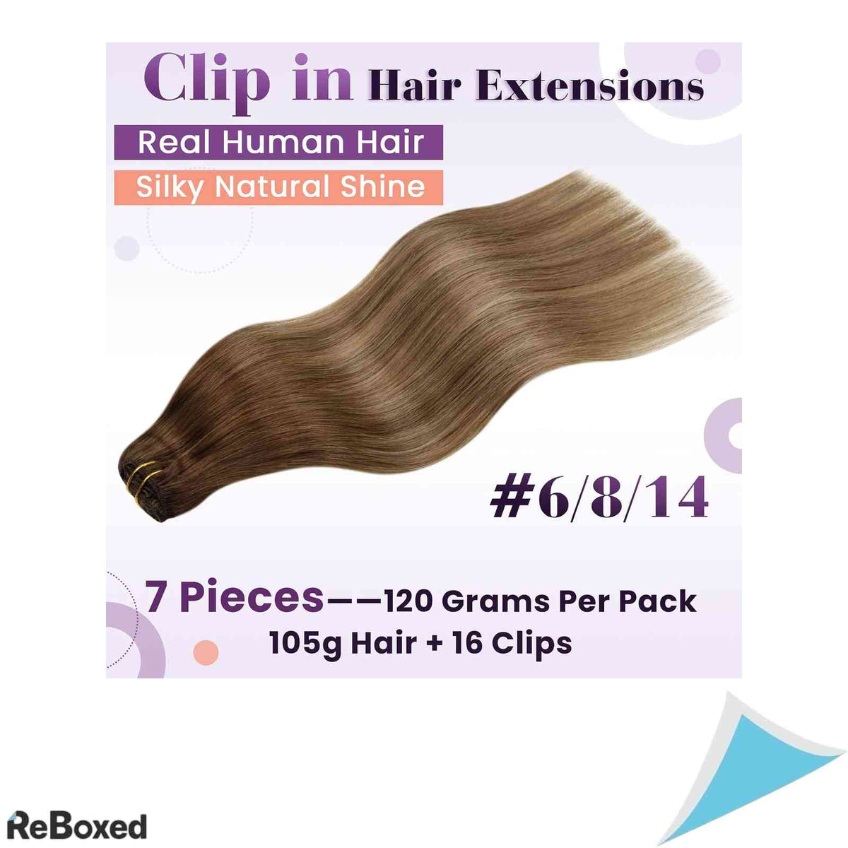LaaVoo Extensii de Par Natural Clip-In Remy 40cm 105g 7 Piese Balayage Saten si Blond #6/8/14