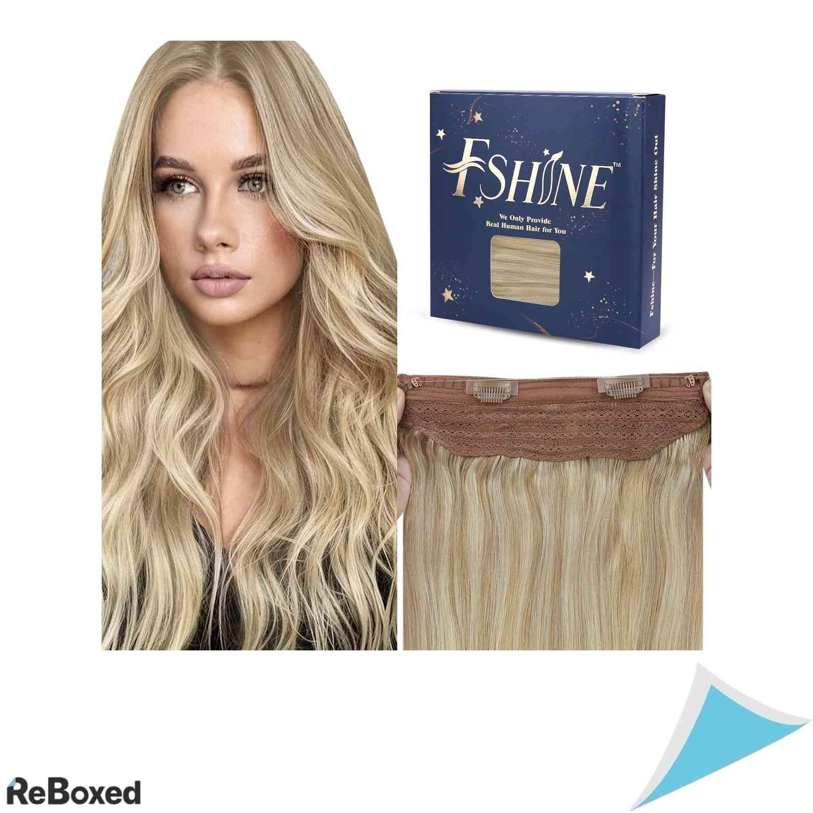 Extensii de Par Natural cu Fir Transparent Fshine 14 Inch 70g Blond Auriu / Blond Deschis