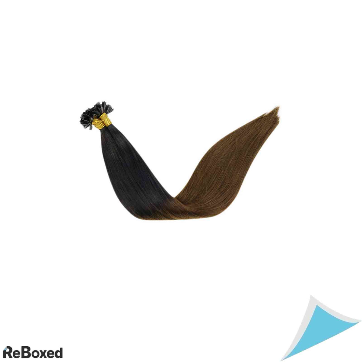 LaaVoo Extensii de Par Natural Keratina U-Tip Remy 40cm 50g 50 Suvite Ombre Negru si Saten Mediu