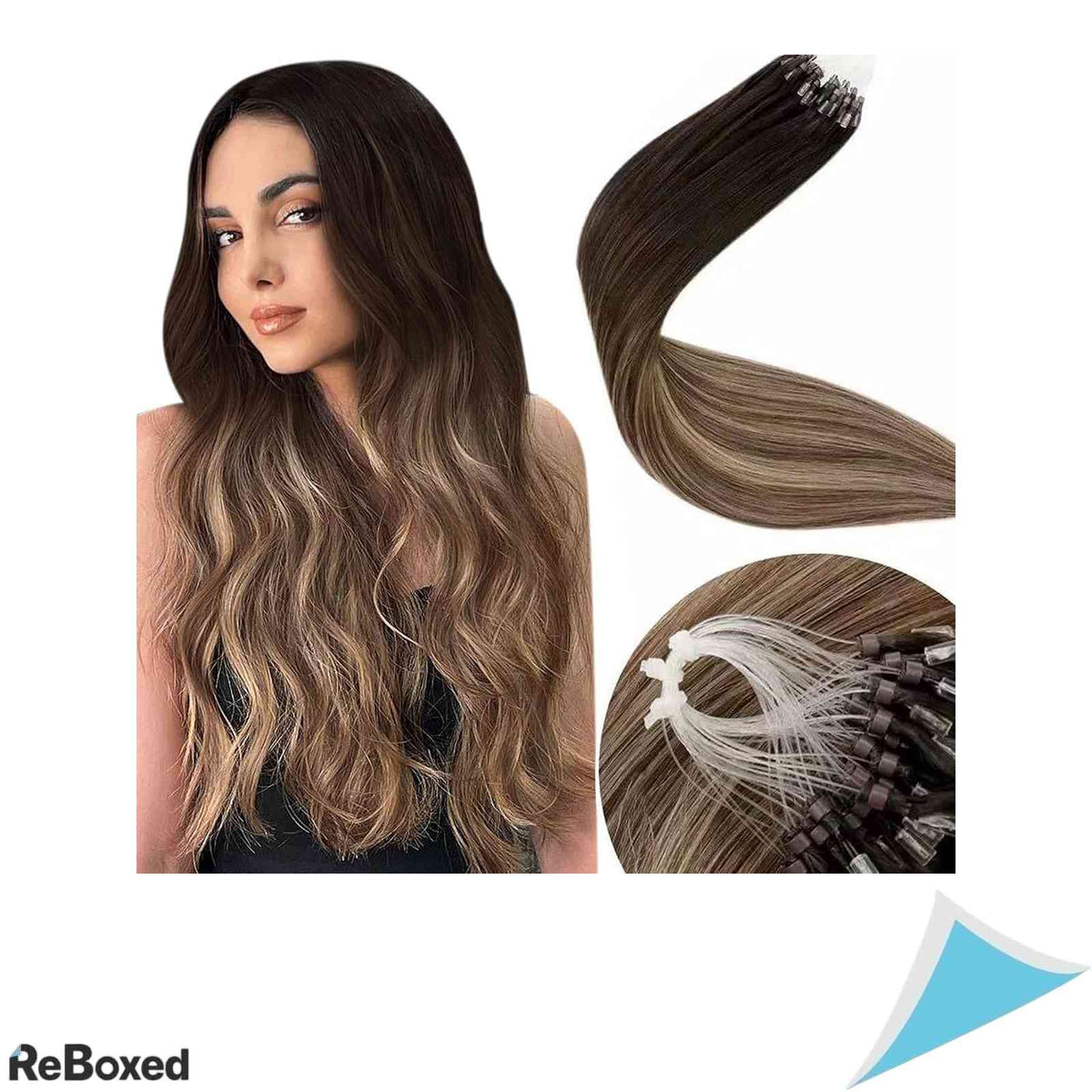 LaaVoo Extensii de Par Natural Micro Loop Remy Drept 50g Micro Ring Strands