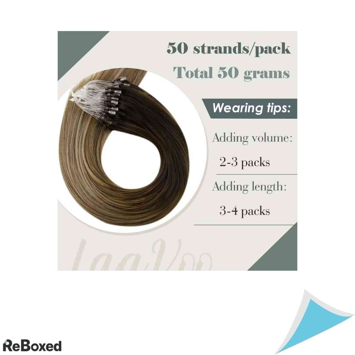 LaaVoo Extensii de Par Natural Micro Loop Remy Drept 50g Micro Ring Strands
