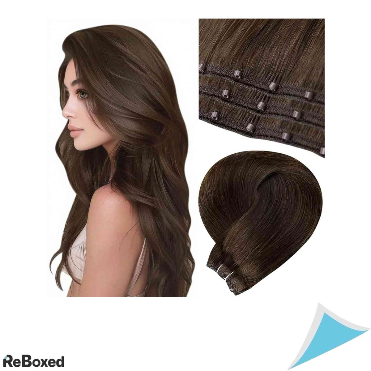 LaaVoo Extensii de Par Natural Micro Weft Remy 40cm 50g Latime 30cm Saten #4