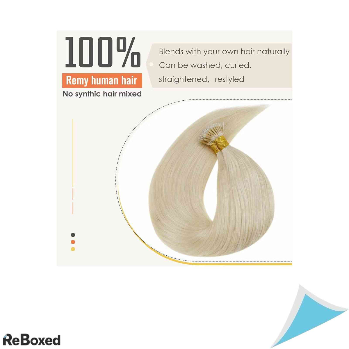 LaaVoo Extensii de Par Natural Nano Ring Remy Drept 50g 50 Suvite