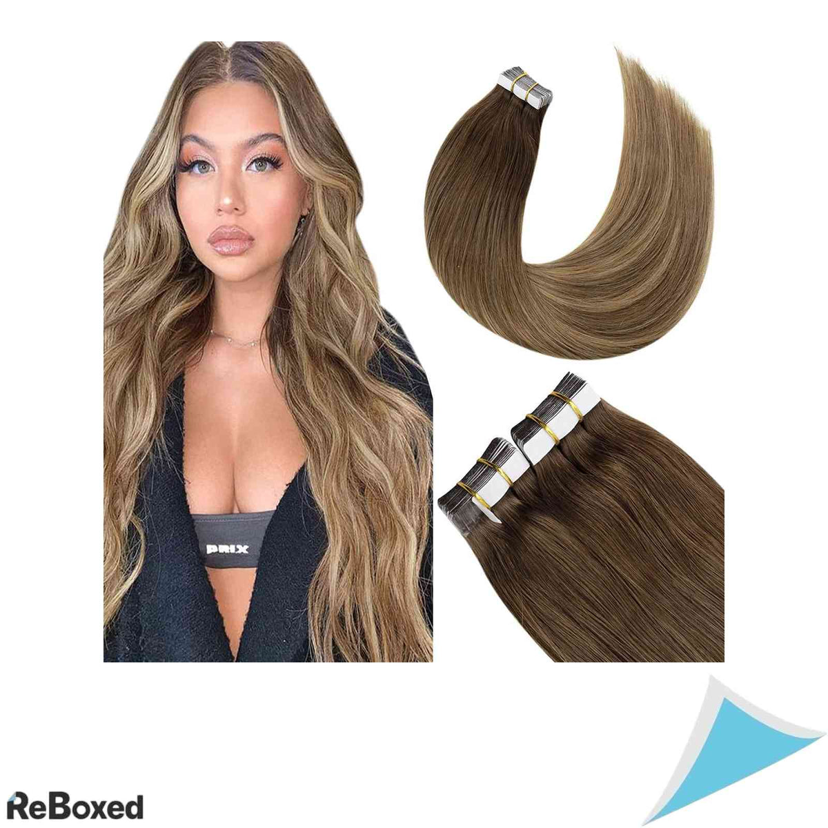 LaaVoo Extensii de Par Natural Tape-In Balayage Ombre Remy 20 Piese 50g