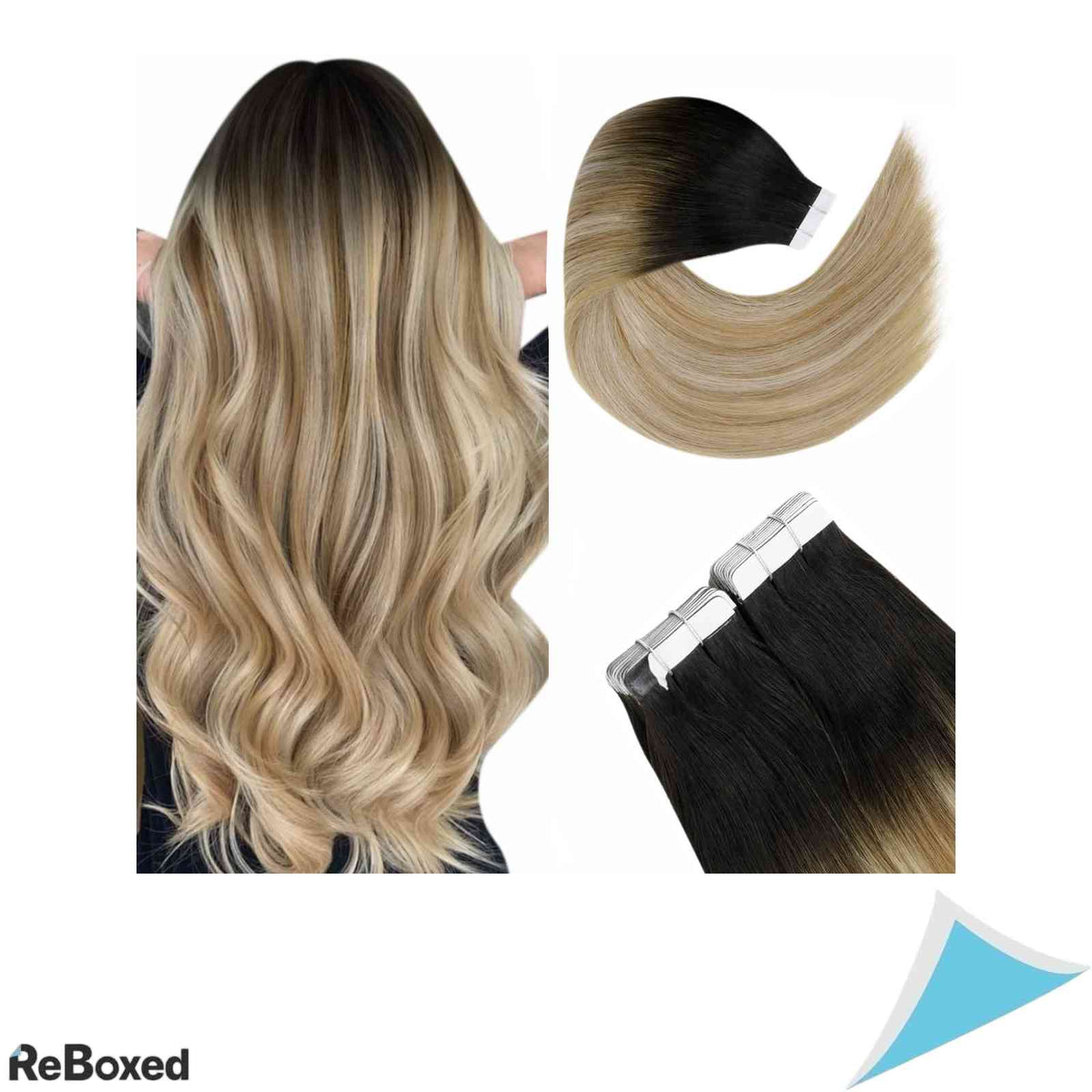 LaaVoo Extensii de Par Natural Tape-In Balayage Ombre Remy 20 Piese 50g