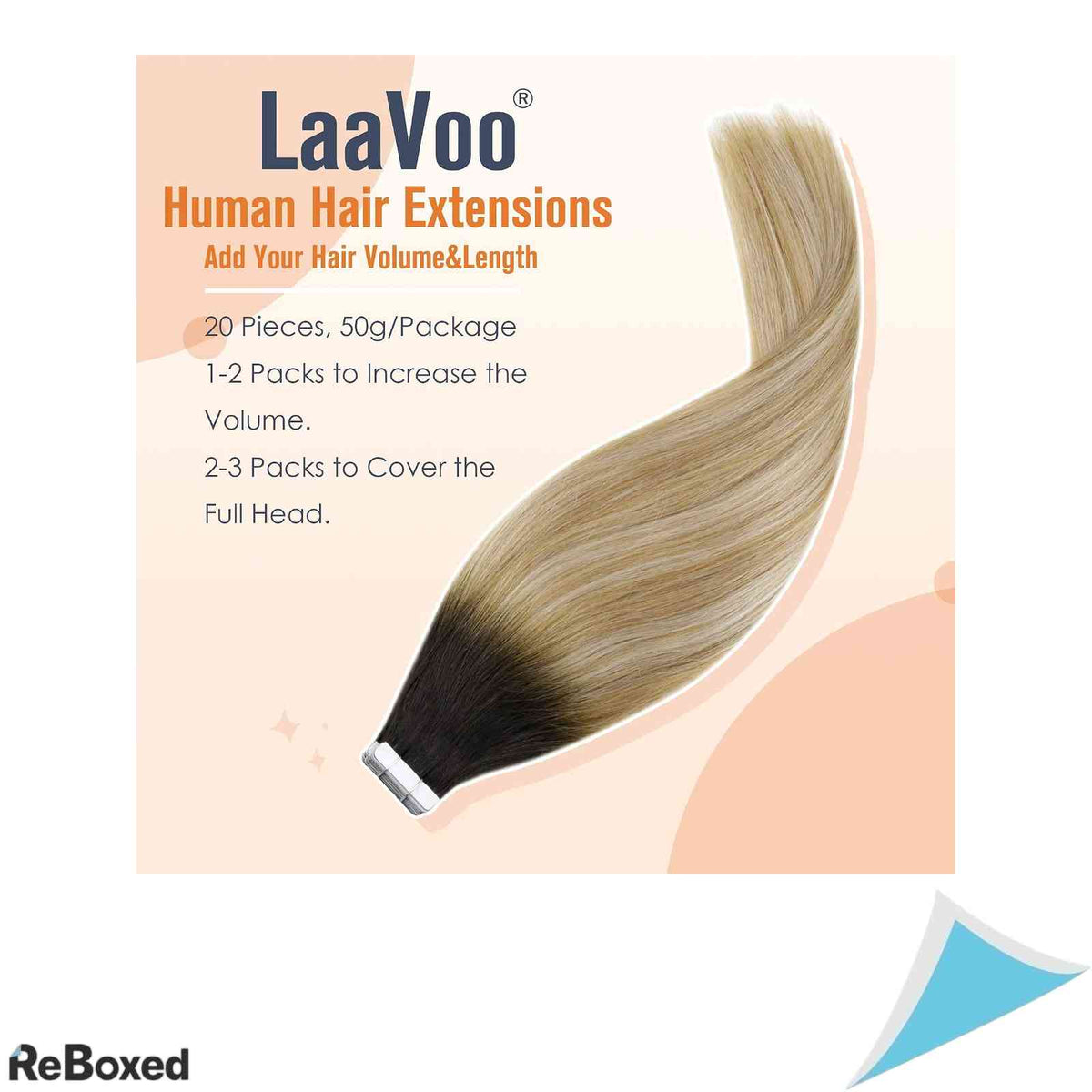 LaaVoo Extensii de Par Natural Tape-In Balayage Ombre Remy 20 Piese 50g