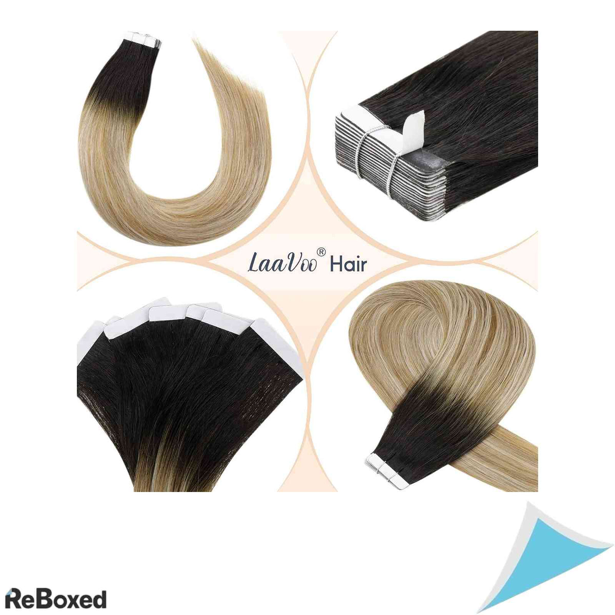 LaaVoo Extensii de Par Natural Tape-In Balayage Ombre Remy 20 Piese 50g