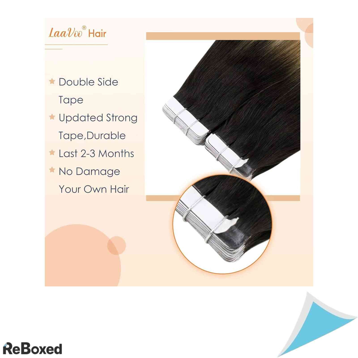 LaaVoo Extensii de Par Natural Tape-In Balayage Ombre Remy 20 Piese 50g