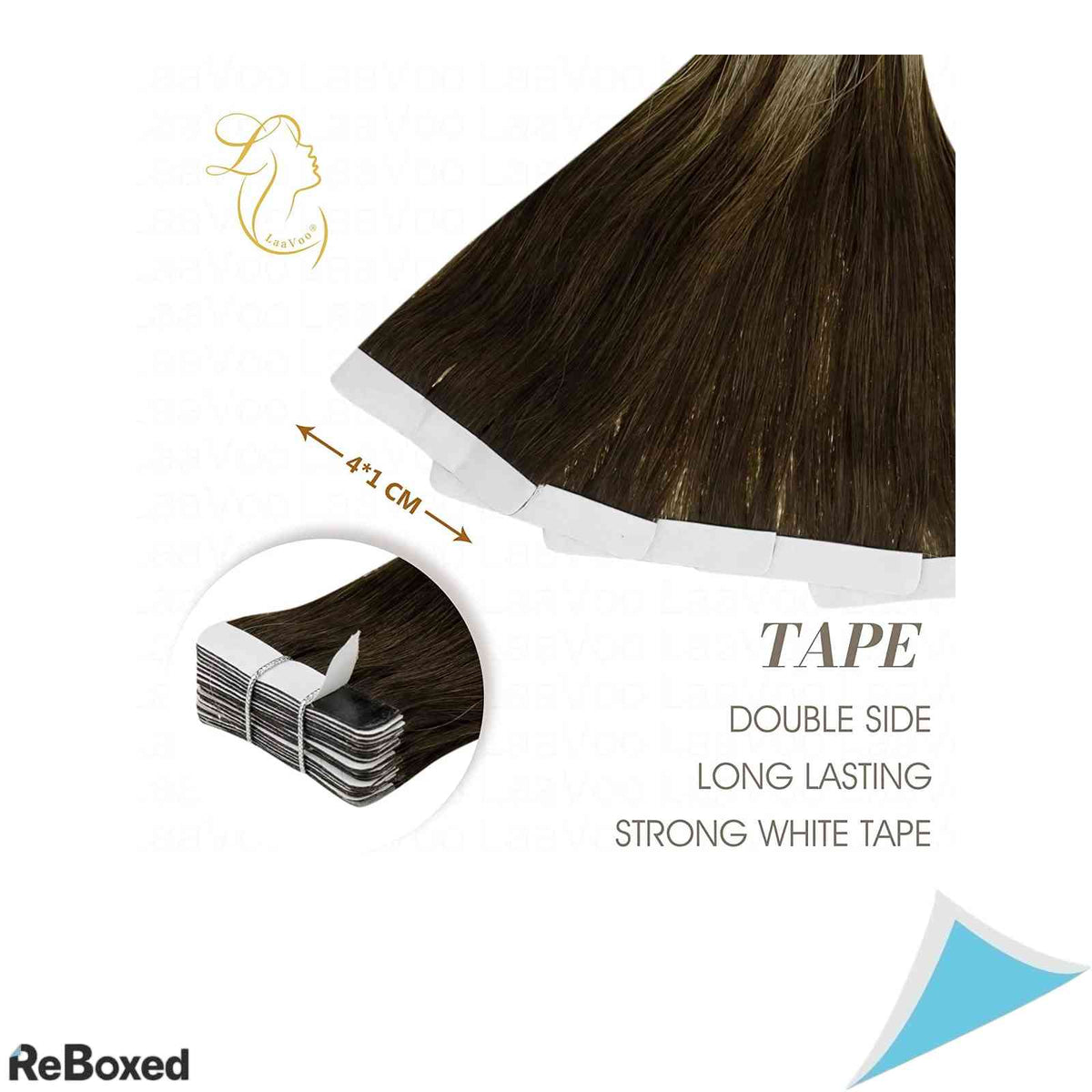 LaaVoo Extensii de Par Natural Tape-In Ombre Saten si Blond Platina 40cm 50g 20 Piese