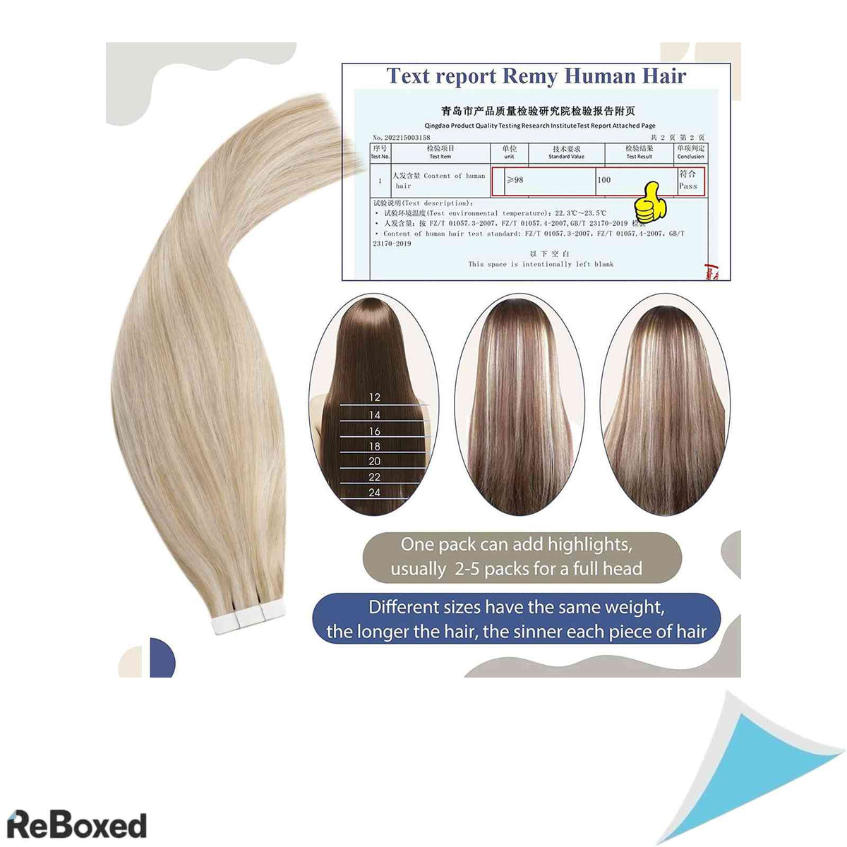 LaaVoo Extensii de Par Natural Tape-In Remy 35cm 50g 20 Piese Blond Cenusiu cu Suvite Blond Deschis