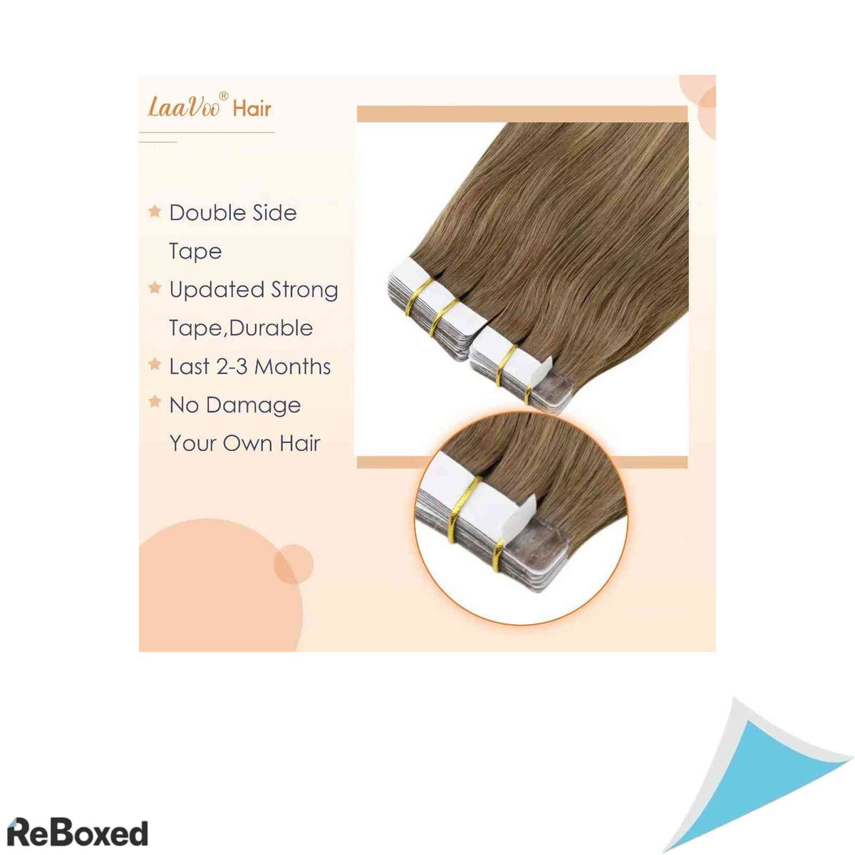 LaaVoo Extensii de Par Natural Tape-In Remy 45cm 50g 20 Piese Balayage Saten Deschis si Blond Cenusiu #8/16/8