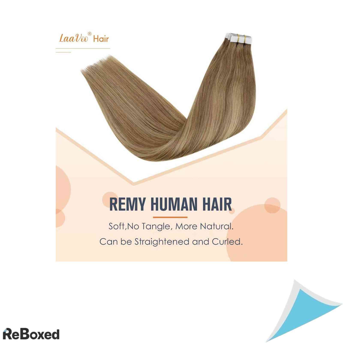 LaaVoo Extensii de Par Natural Tape-In Remy 45cm 50g 20 Piese Balayage Saten Deschis si Blond Cenusiu #8/16/8