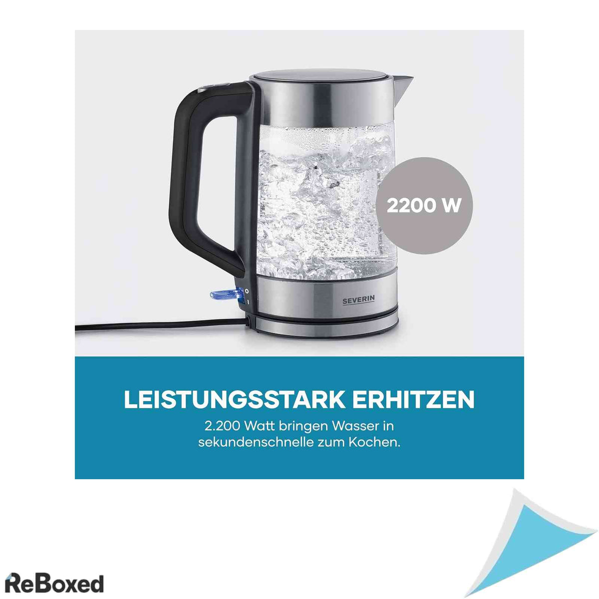 Fierbator Electric Severin WK 3420 Sticla si Inox Capacitate 1.7L Putere 2200W Filtru Anti-Calcar Baza Rotativa 360 Grade Argintiu Transparent