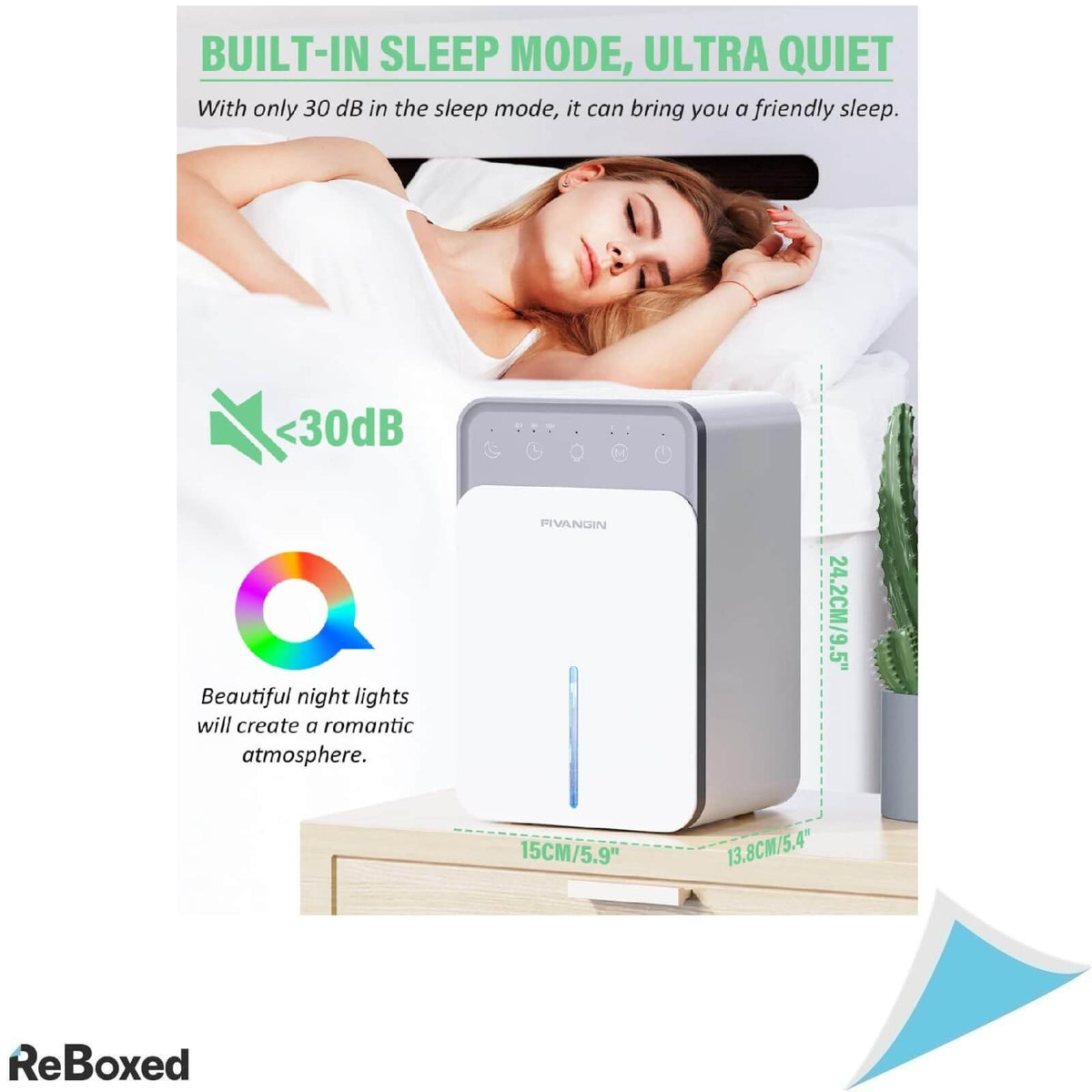 Fivagin Mini Dezumidificator 1.5L 22.5W Timer 6/8/10h