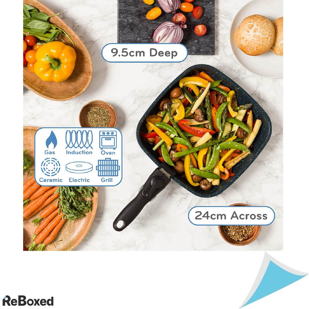 FlavourStone Tigaie Inductie Antiaderenta 24cm si Maner Detasabil