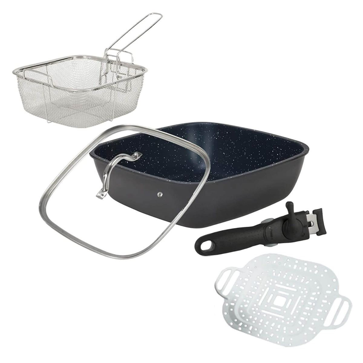 FlavourStone Tigaie Inductie Antiaderenta 24cm si Maner Detasabil