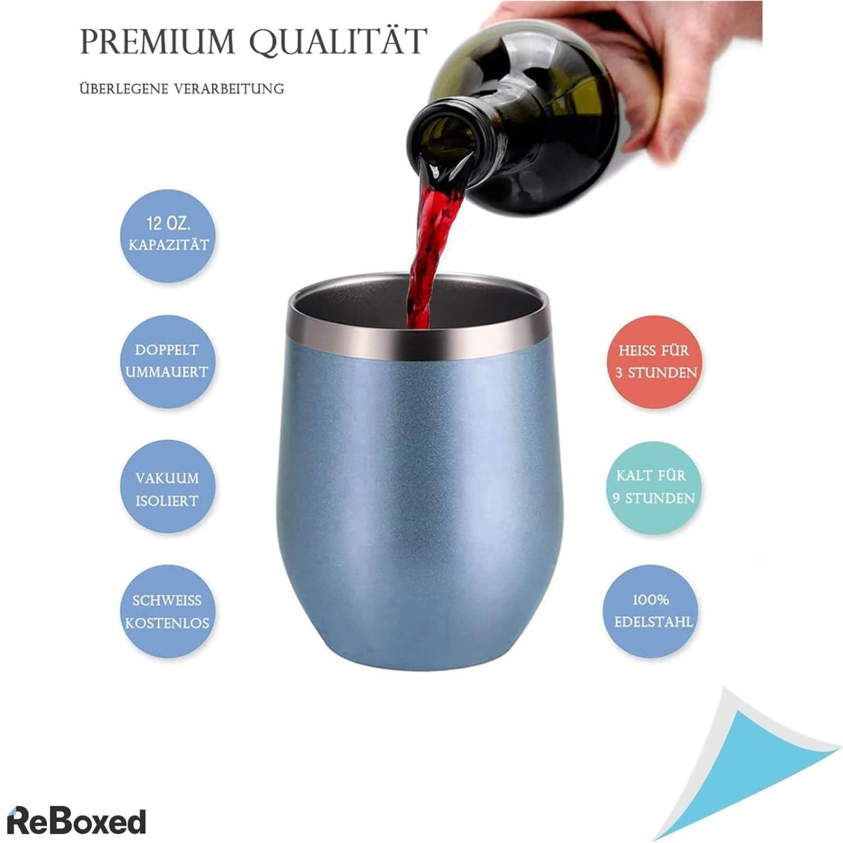 FloweryOcean Pahare pentru Vin din Otel Inoxidabil 350ml